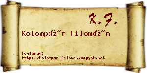 Kolompár Filomén névjegykártya